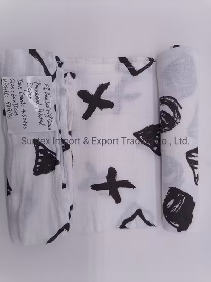 도매 인쇄 아기 대나무 모슬린 천 기저귀